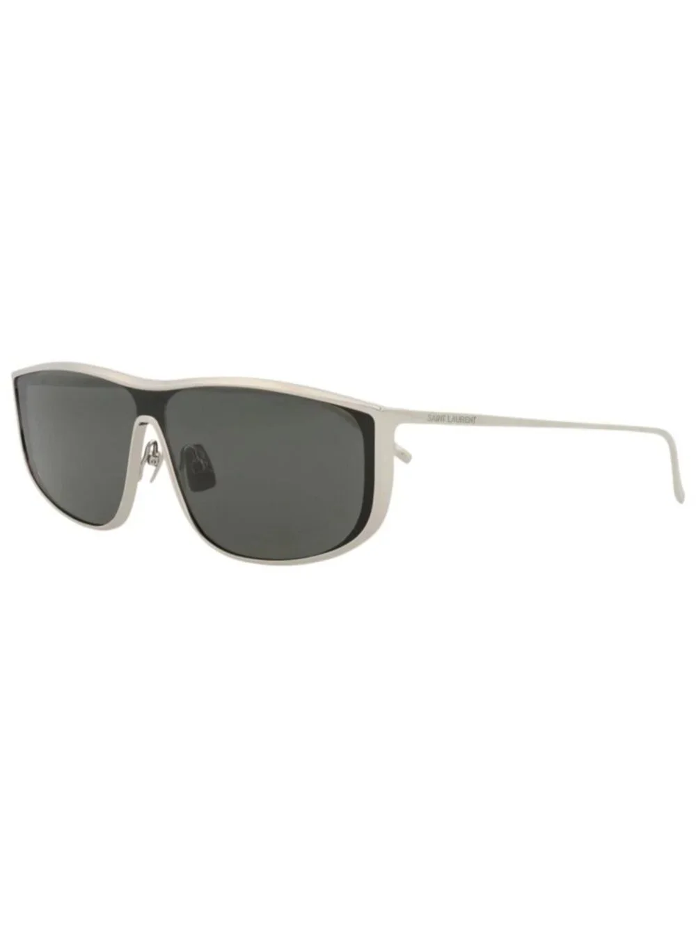New Saint Laurent Women's Sunglasses Shield Wrap Metal Frame Unisex Silver Grey